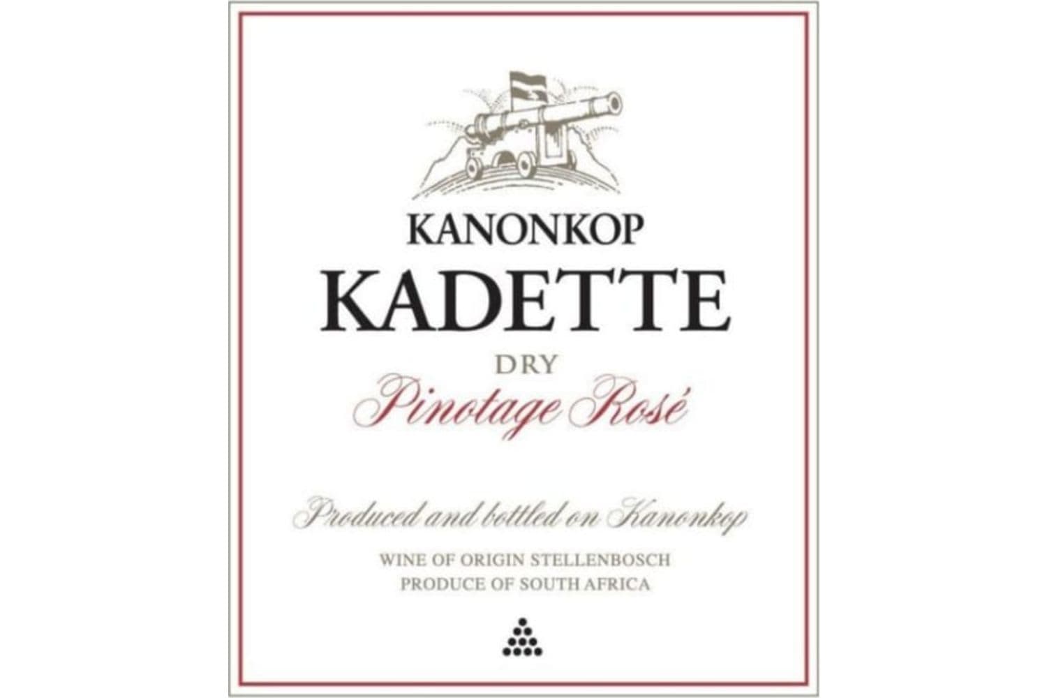 Kanonkop Kadette Pinotage Dry Rose Stellenbosch 2022 750mL Bottle